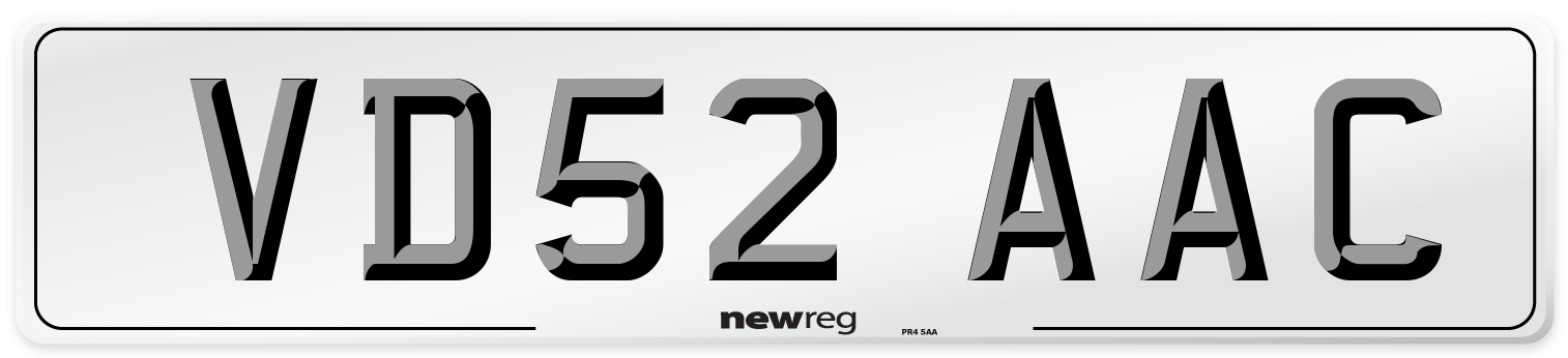 VD52 AAC Number Plate from New Reg